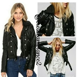 Free People Faux leather jacket Small.